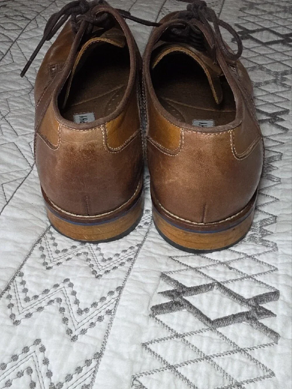 Johnston & Murphy Two-Tone Brown Leather Oxfords